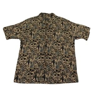 Ocean Pacific Hawaiian Shirt‎ Mens Large Tropical Print Rayon Button Up Y2K